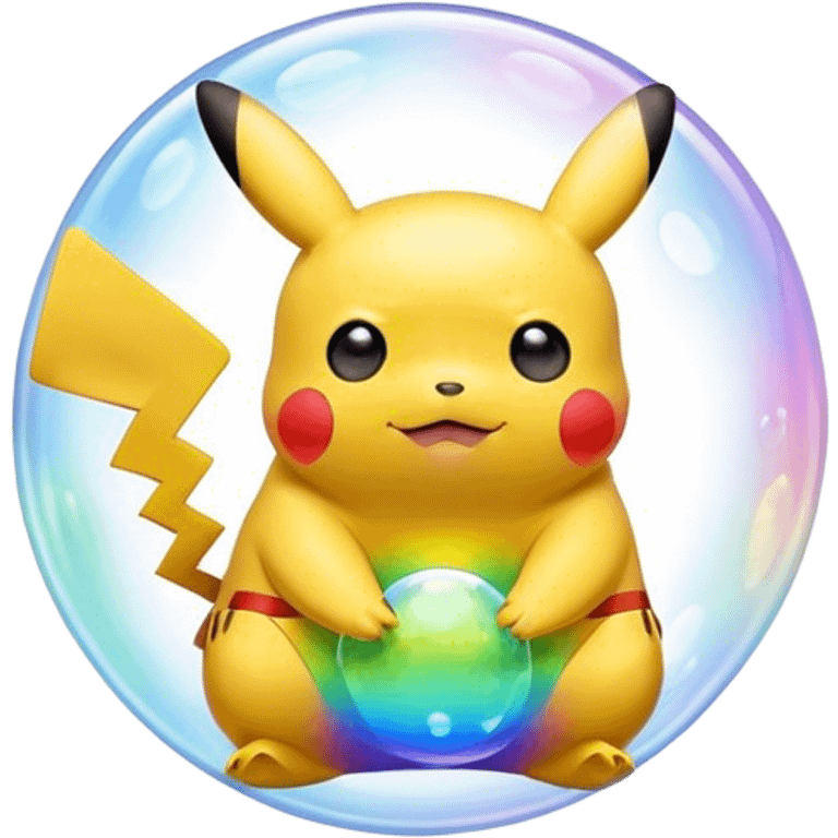 Rainbow bubble Pikachu inside emoji