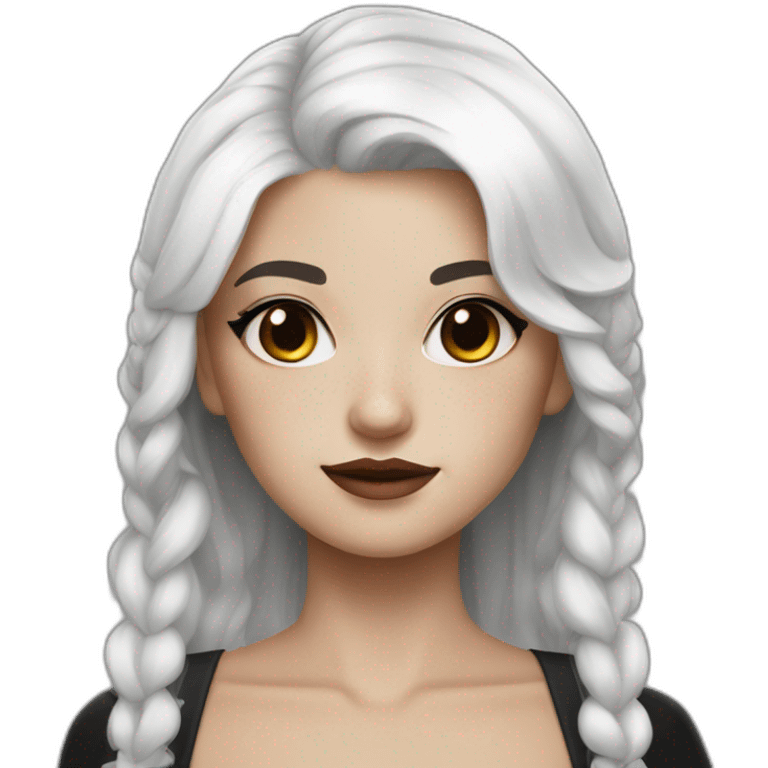 white hair girl with black gothic dress brown eyes with freckles emoji