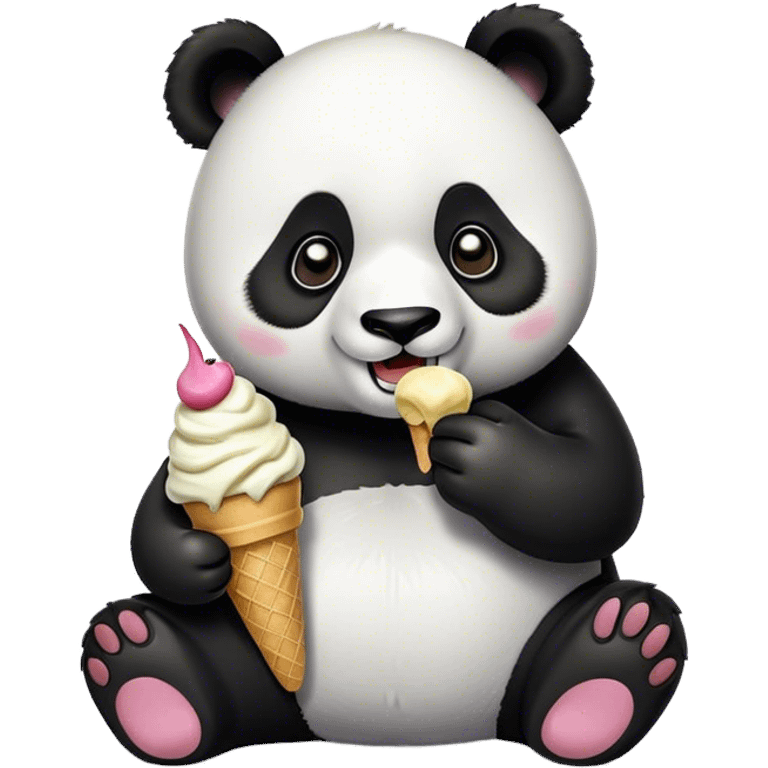 Panda eating ice cream emoji