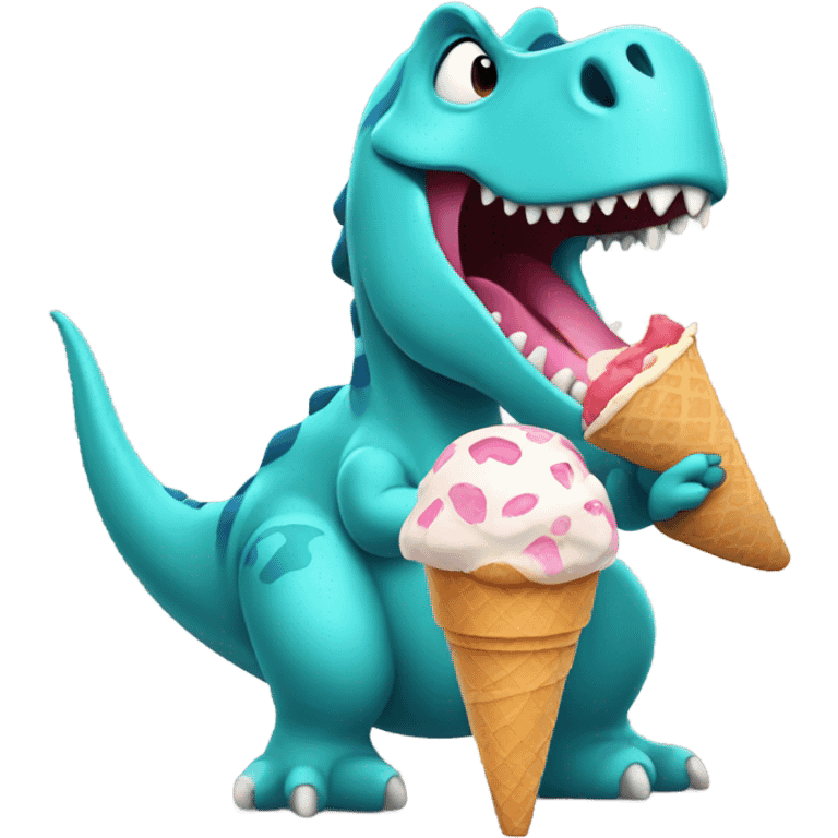 Dinosaur eating ice cream emoji