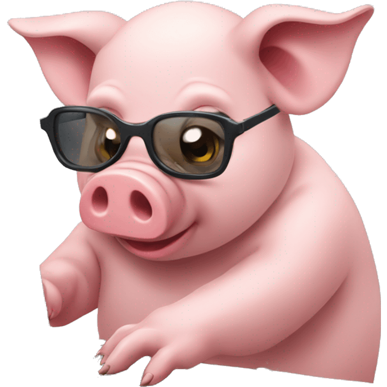 Pig playing computer game emoji