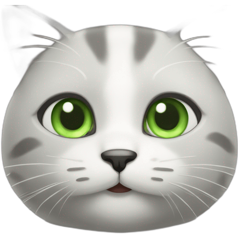 Gray and white cat with green eyes emoji