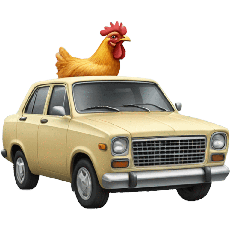 Car with chicken emoji