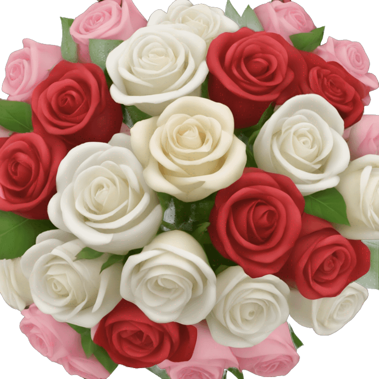 Bouquet of red pink and white roses emoji