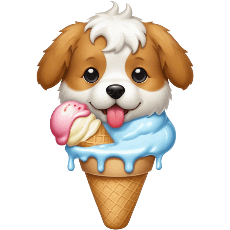 Dog eating ice cream emoji