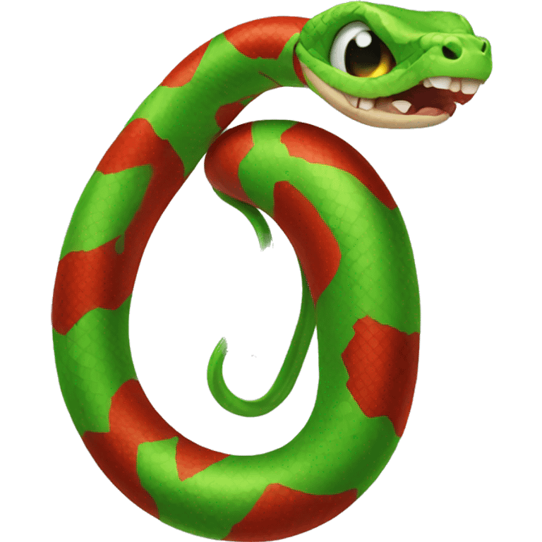 red snake with green eyes emoji