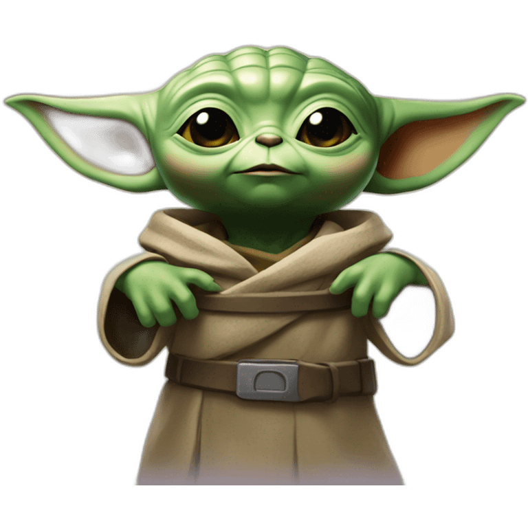 Bébé yoda joue à fortnite emoji