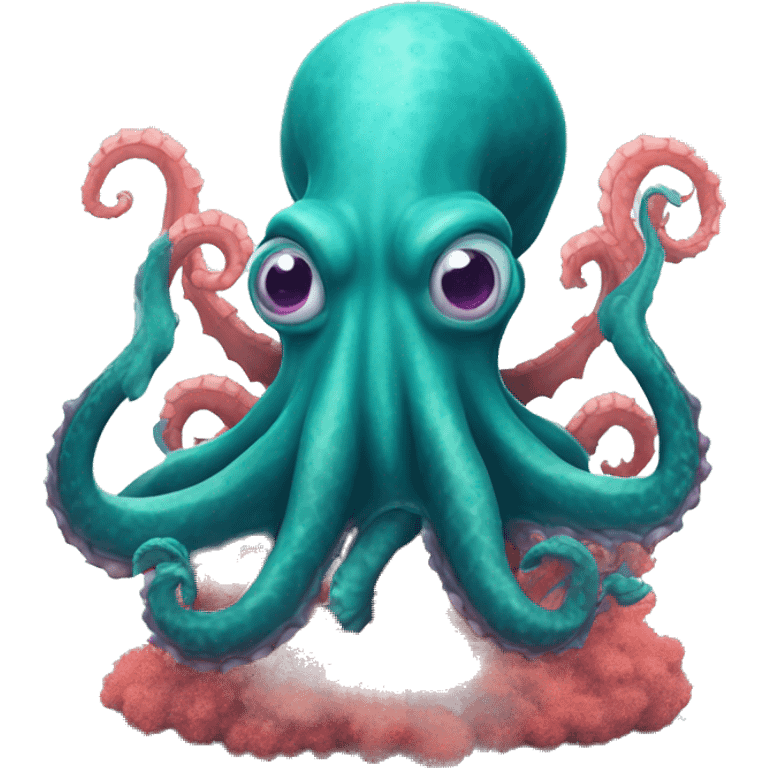 Kraken with head dragon like coral reefs emoji