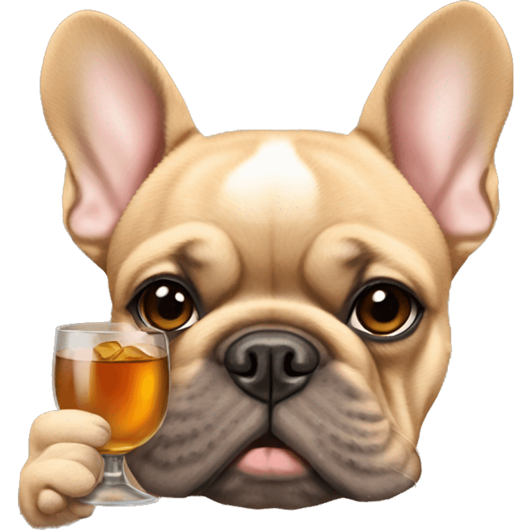 Light brown French bulldog with a glass of whiskey emoji