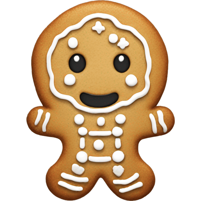 beige gingerbread cookie shaped like a mit emoji