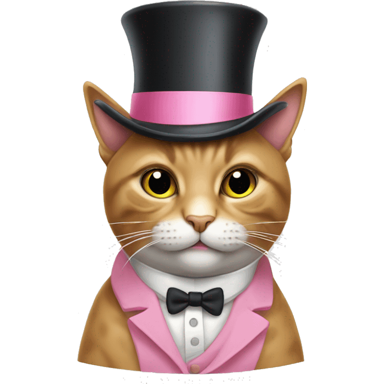 cat wearing pink top hat with monocle emoji