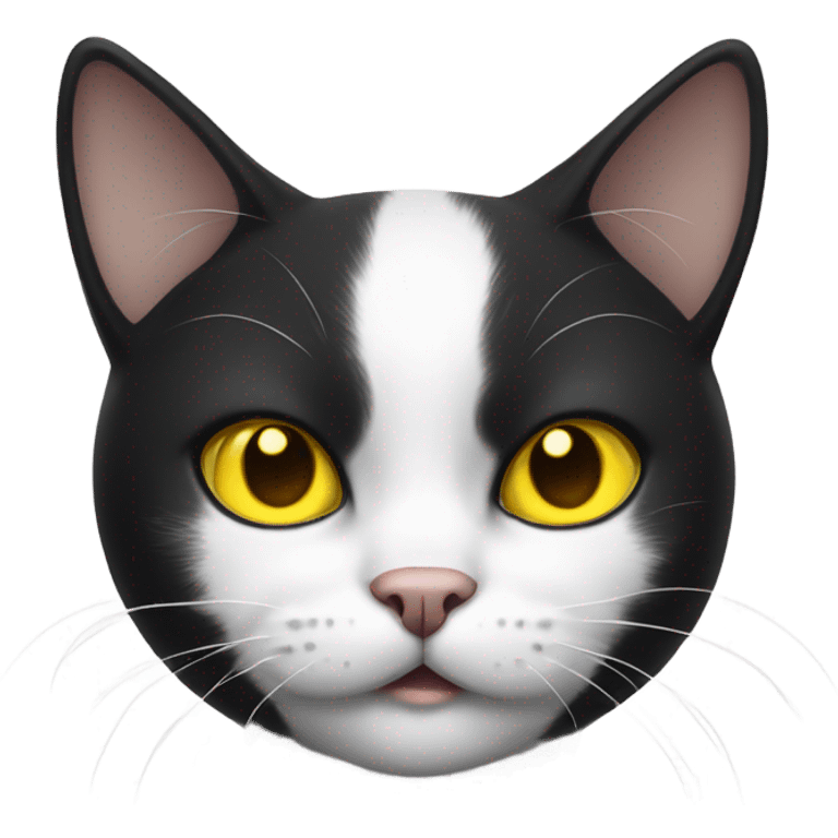 Black and white cat with yellow eyes emoji