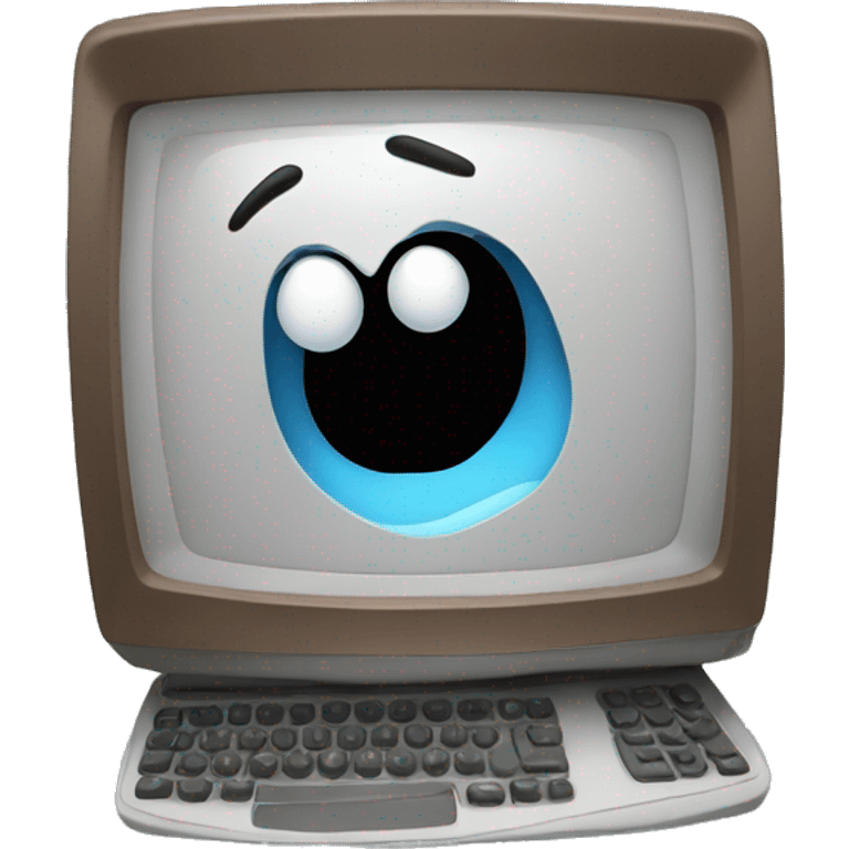 A computer shocked  emoji