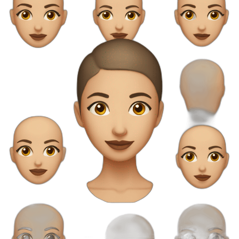 30 year old woman shaved head brown hair olive skin make up  emoji