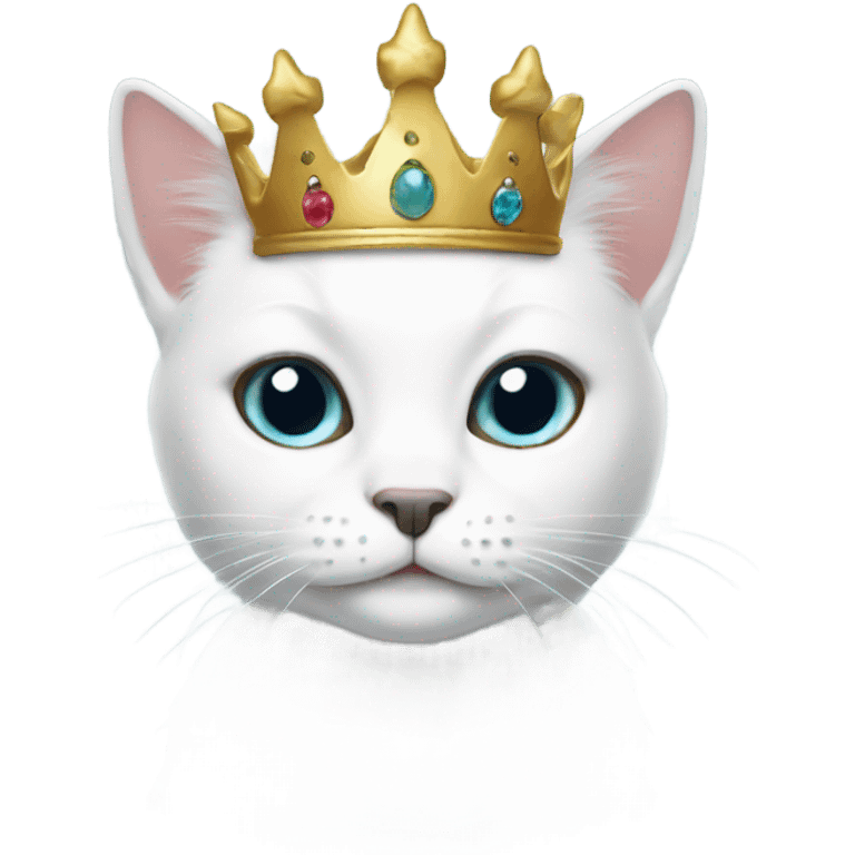 White cat black spots wearing crown emoji