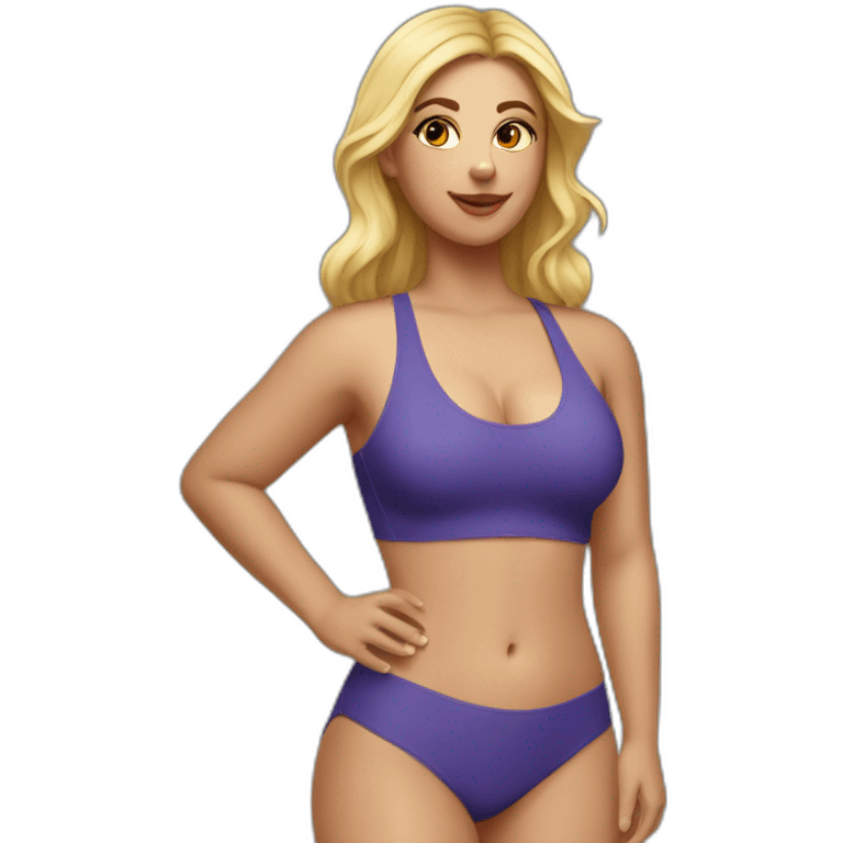 Slim-Thicc caucasian woman swimsuit posing emoji