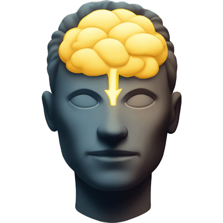 mental power represented by a head silouette iluminated emoji