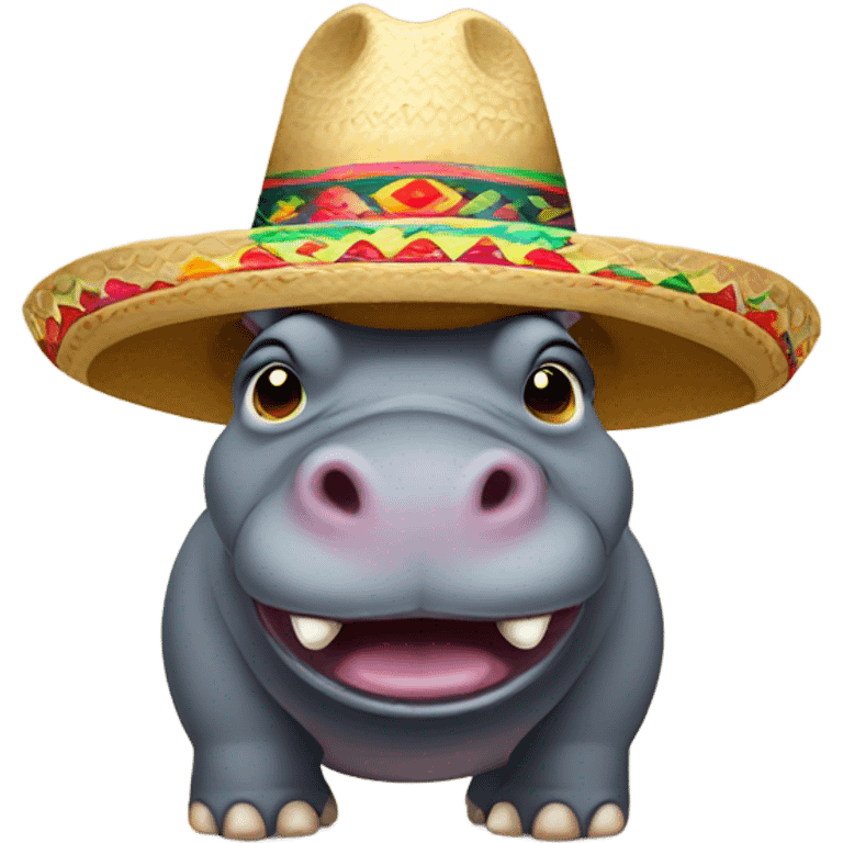 hippo with a mexican sombrero  emoji