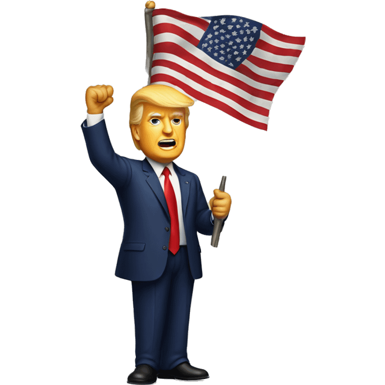 President trump holding American flag aloft emoji