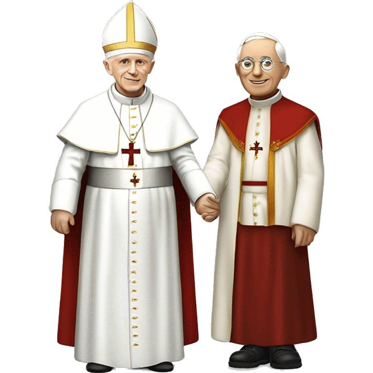 Pope John Paul holding hands with pope Benedict  emoji