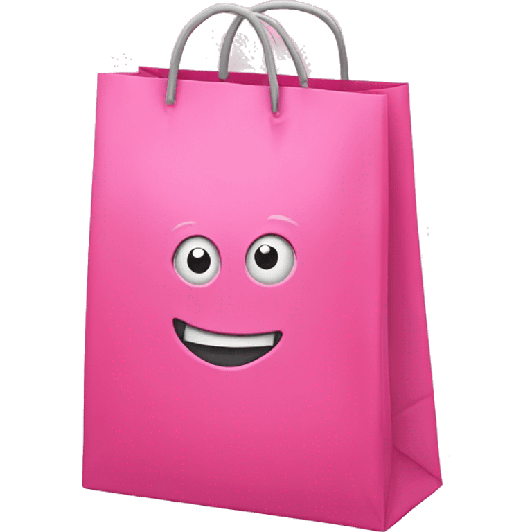 "Write emojis on the pink shopping bag." emoji