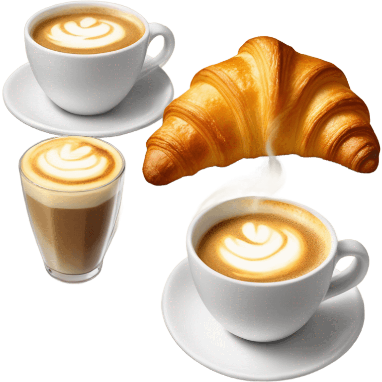 hot cappuccino's and croissants  emoji