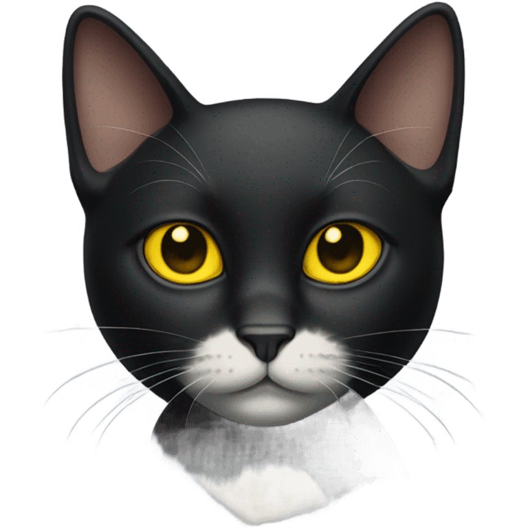 Black cat with yellow Ries and white for on chest  emoji