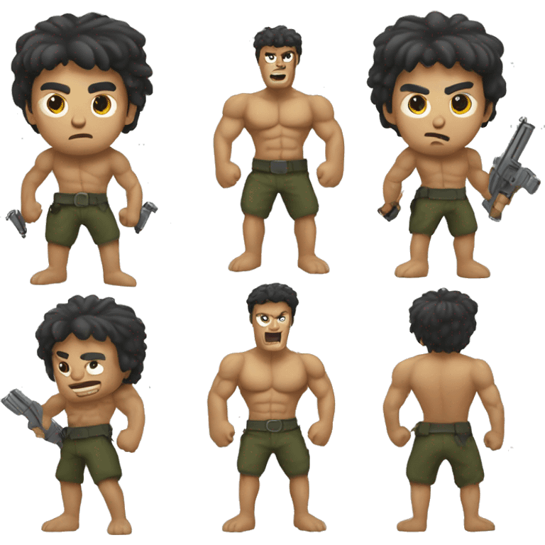 create an evil Looking standing rambo emoji