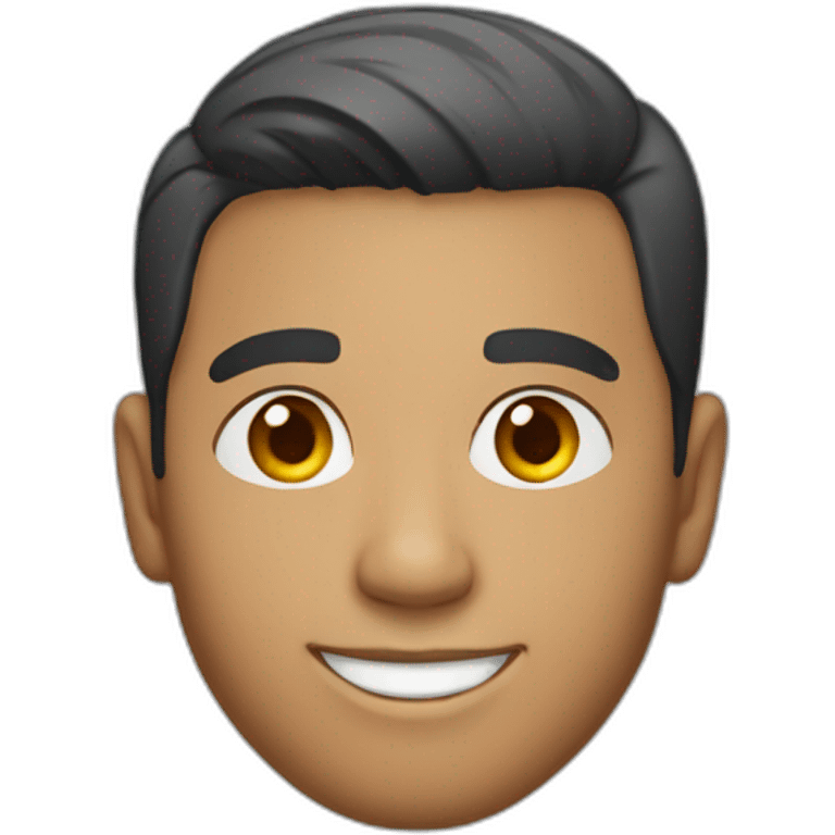 Light skin smiling indian guy with short middle part hair emoji