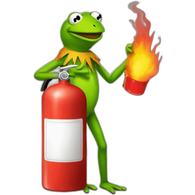 kermit frog holding fire extinguisher emoji