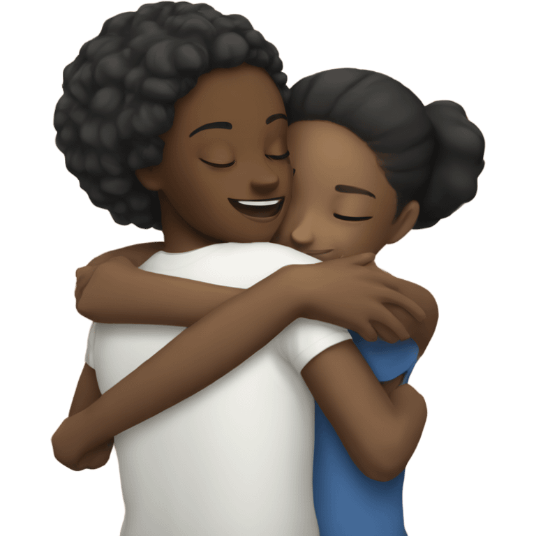 Black girl and white girl hugging emoji