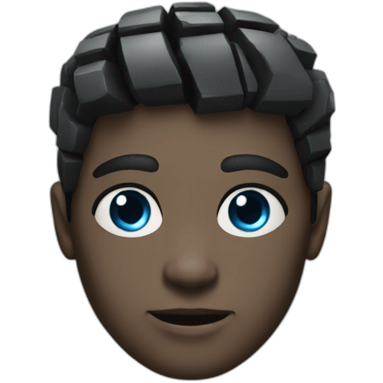 blue eyed black hair man cyborg emoji