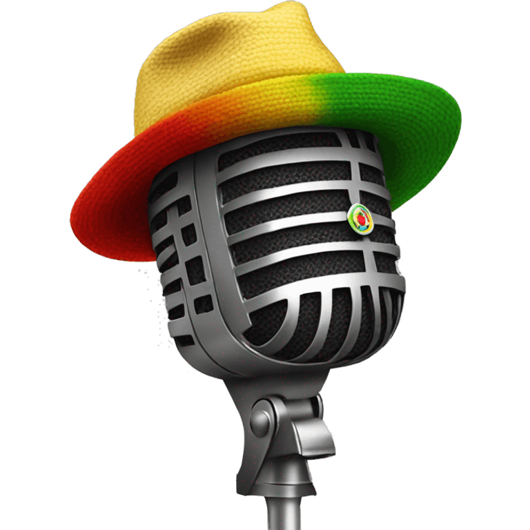 A microphone with a Rasta hat, symbolizing the unique and authentic style of the genre.
 emoji