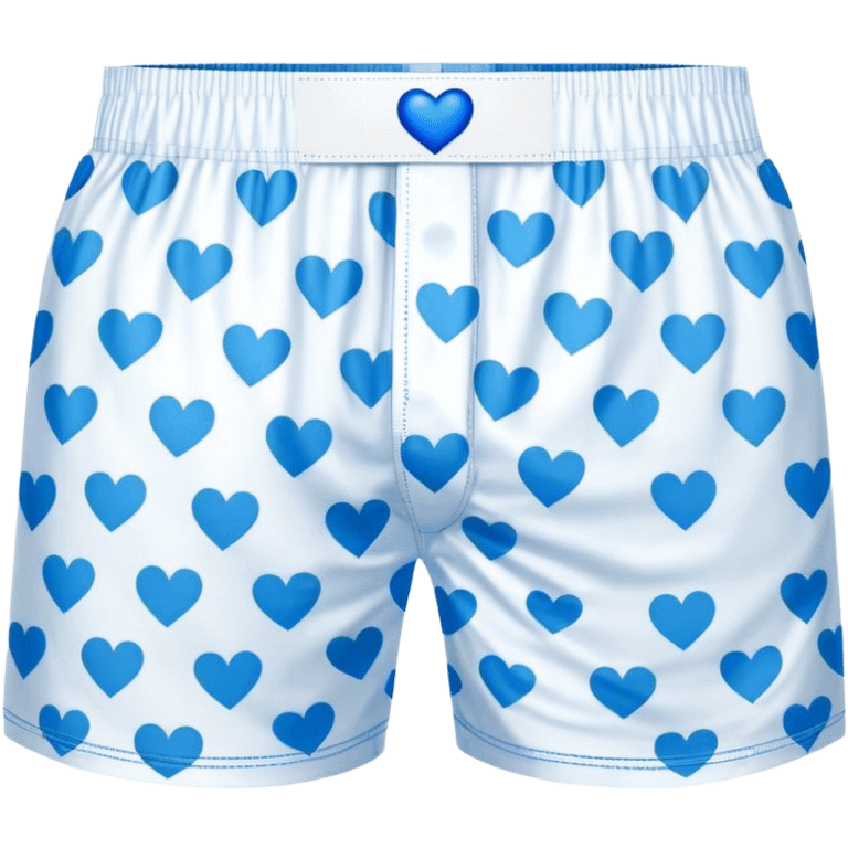 Blue heart patterned white pair of boxers emoji