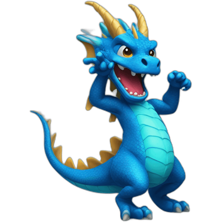 Blue dragon dabbing emoji