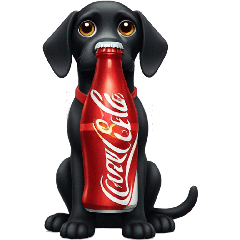 A black dog as a Coca Cola bottle  emoji