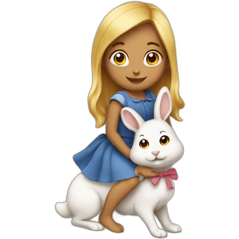 fille sur lapin emoji