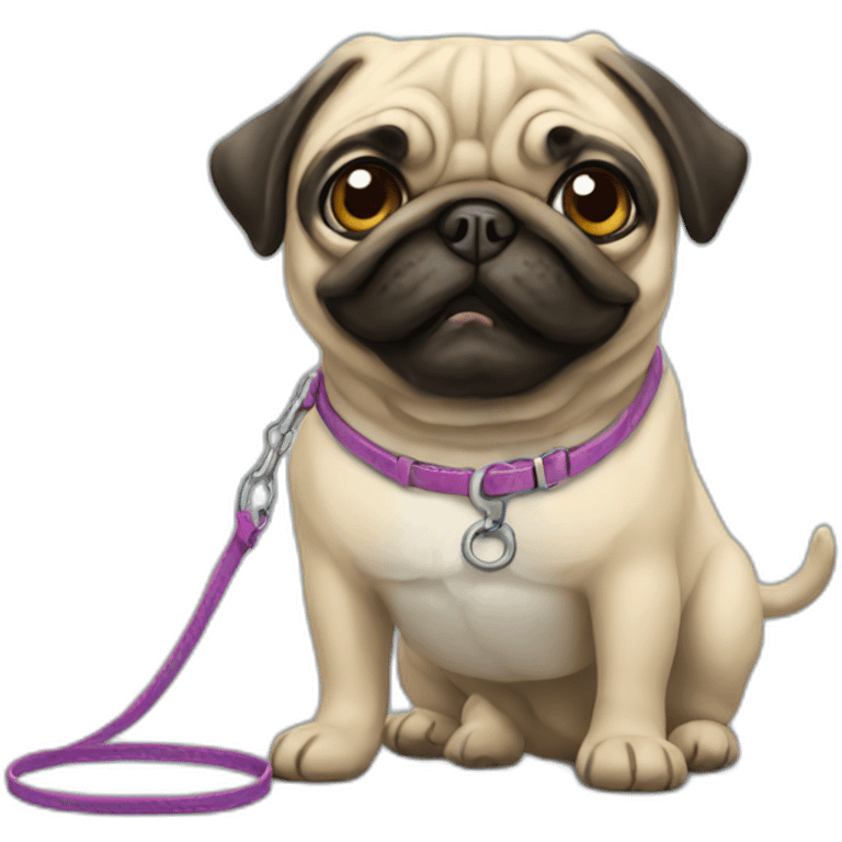 Pug on leash emoji