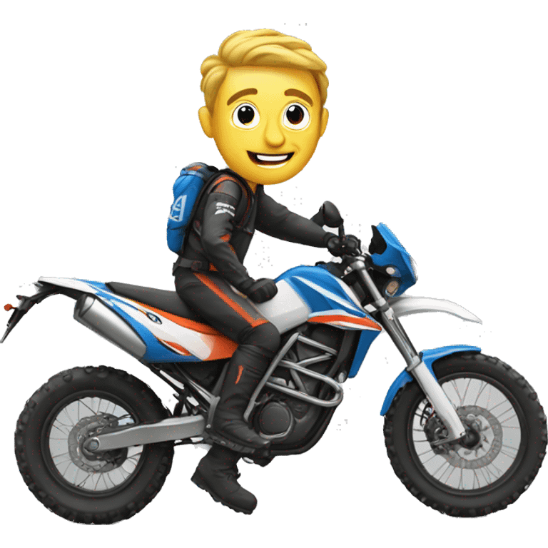 Create emoji of happy crazy enduro biker emoji