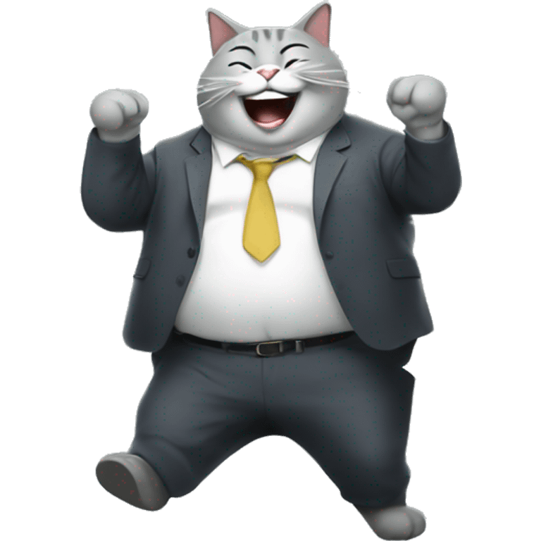 Fat cat with money laughing grey emoji