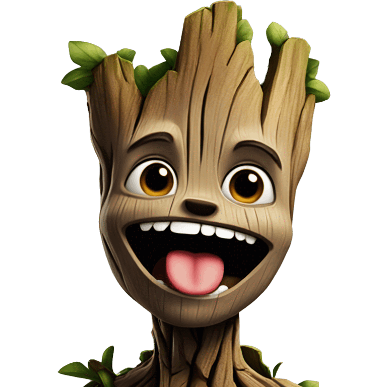 groot with his tounge out being silly emoji