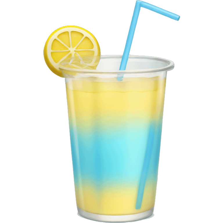 light yellow drink in clear cup with light blue straw emoji