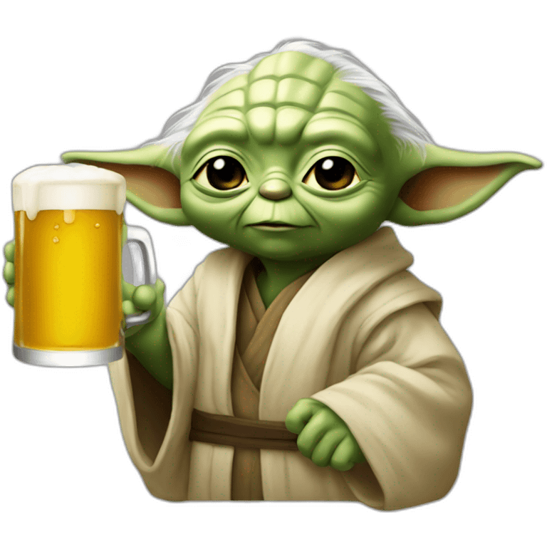 Bebe yoda qui bois une bière emoji