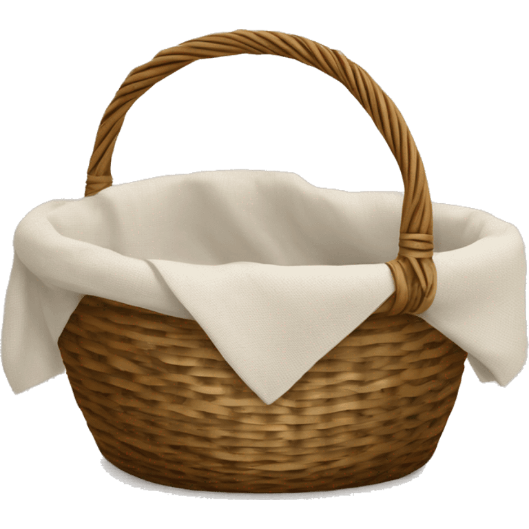 A woven light Brown basket with fresh washed linen emoji