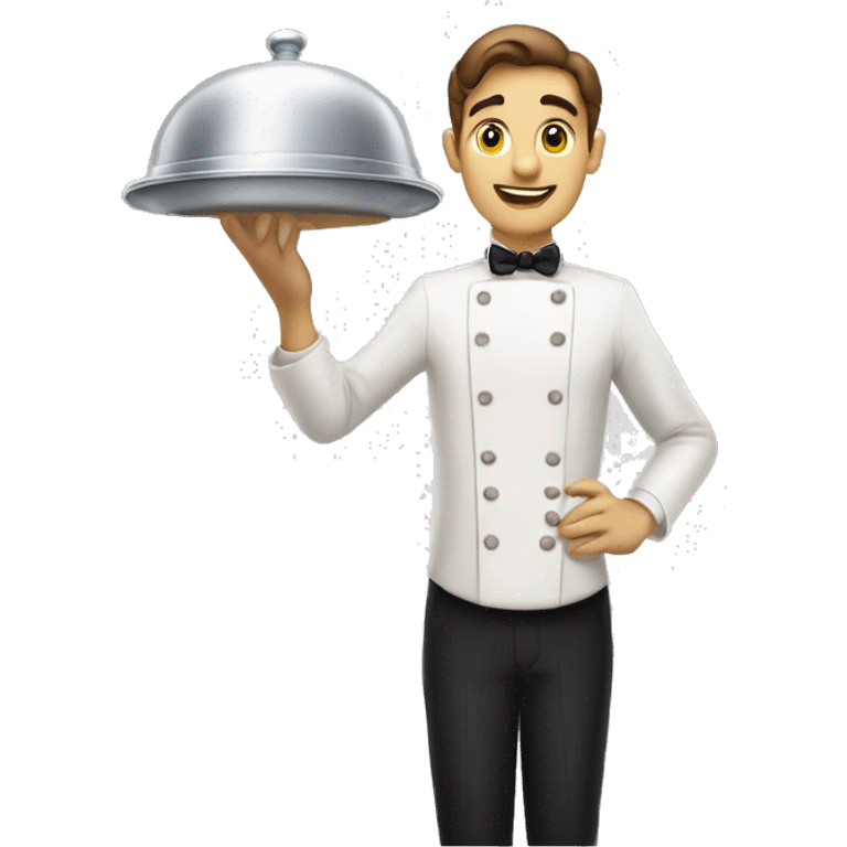 waiter holding cloche in ha emoji