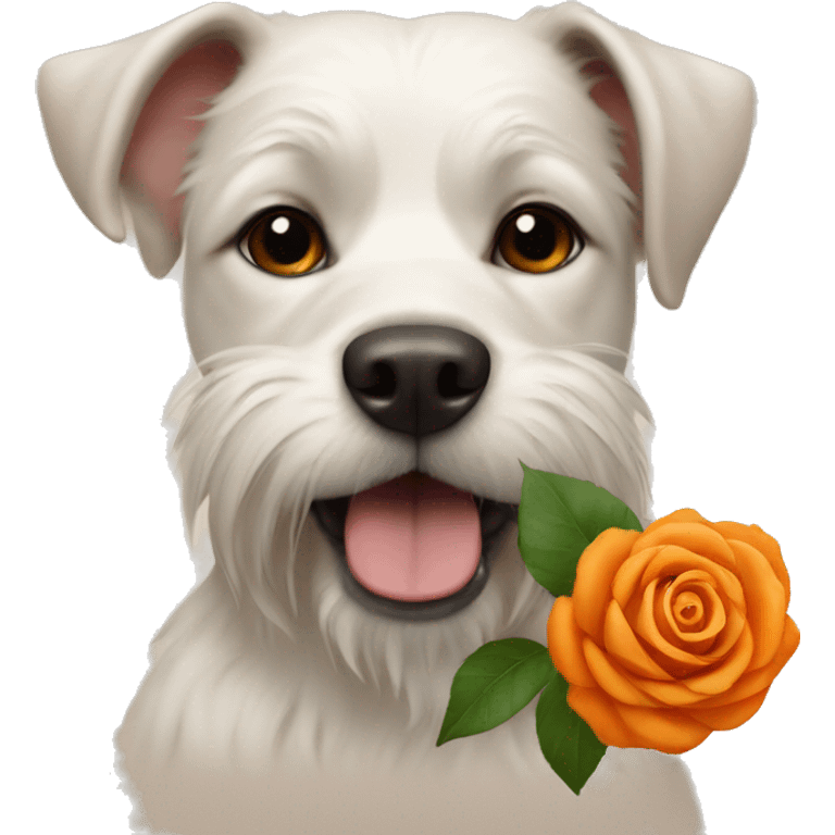 Dog with orange rose emoji