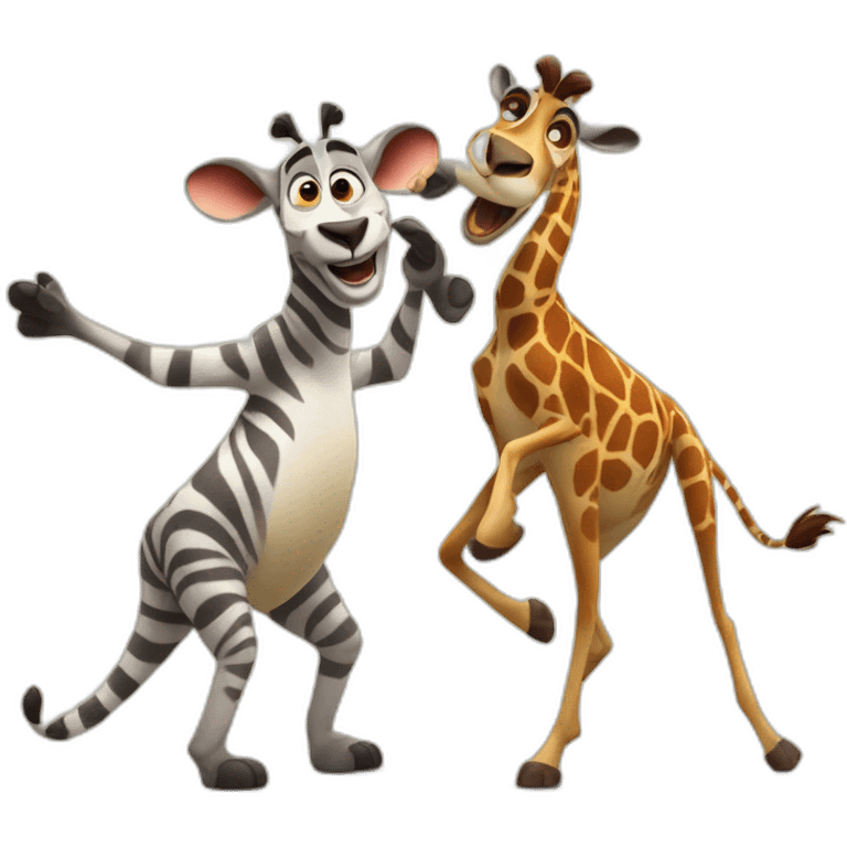 gloria and melman from madagascar dancing emoji