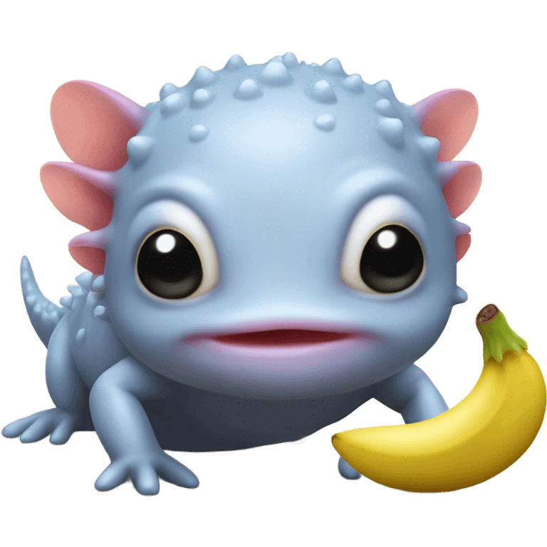 Axolotl eating banana emoji