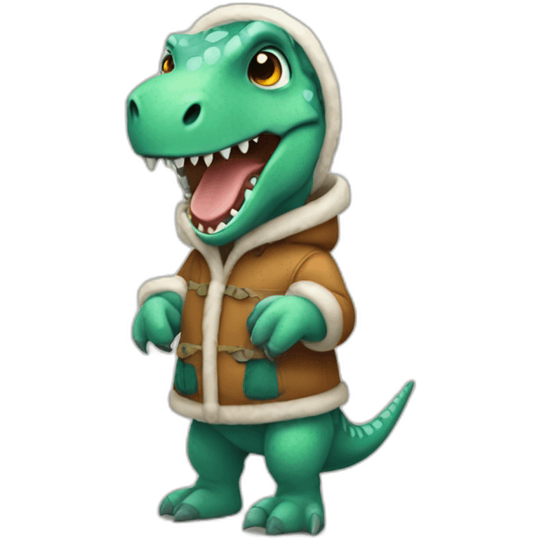 dinosaur wearing eskimo outfit emoji