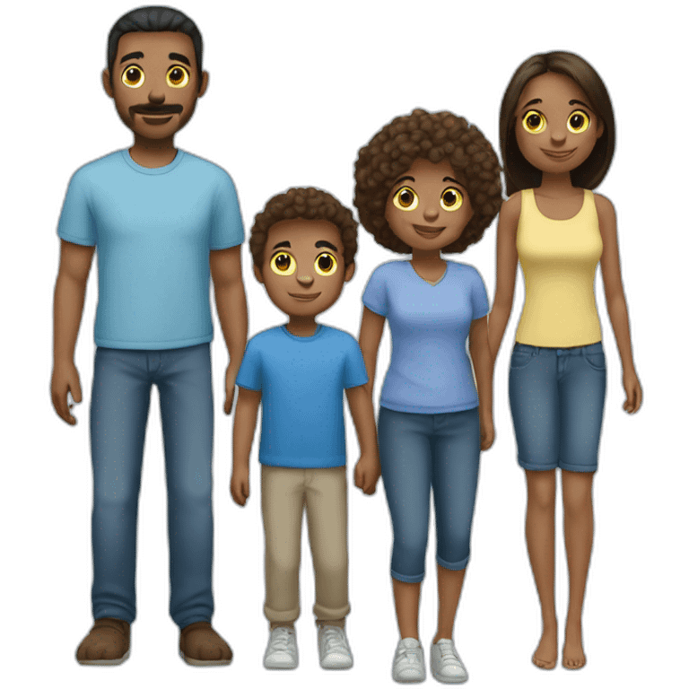 three adults and three kids basic family emoji blue emoji